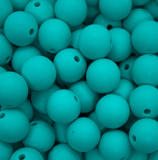 12mm Round Solid Turquoise Silicone Bead