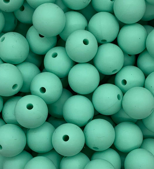 12mm Round Mint Silicone Bead