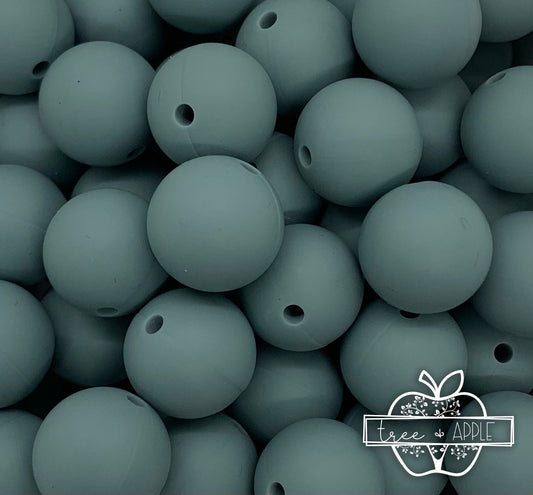 12mm Round Solid Dusty Blue Silicone Beads