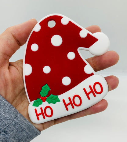 Z- Teether One Christmas Santa Hat Teether Silicone Teether, Silicone Teether, Christmas Teether Pendant, Teething,