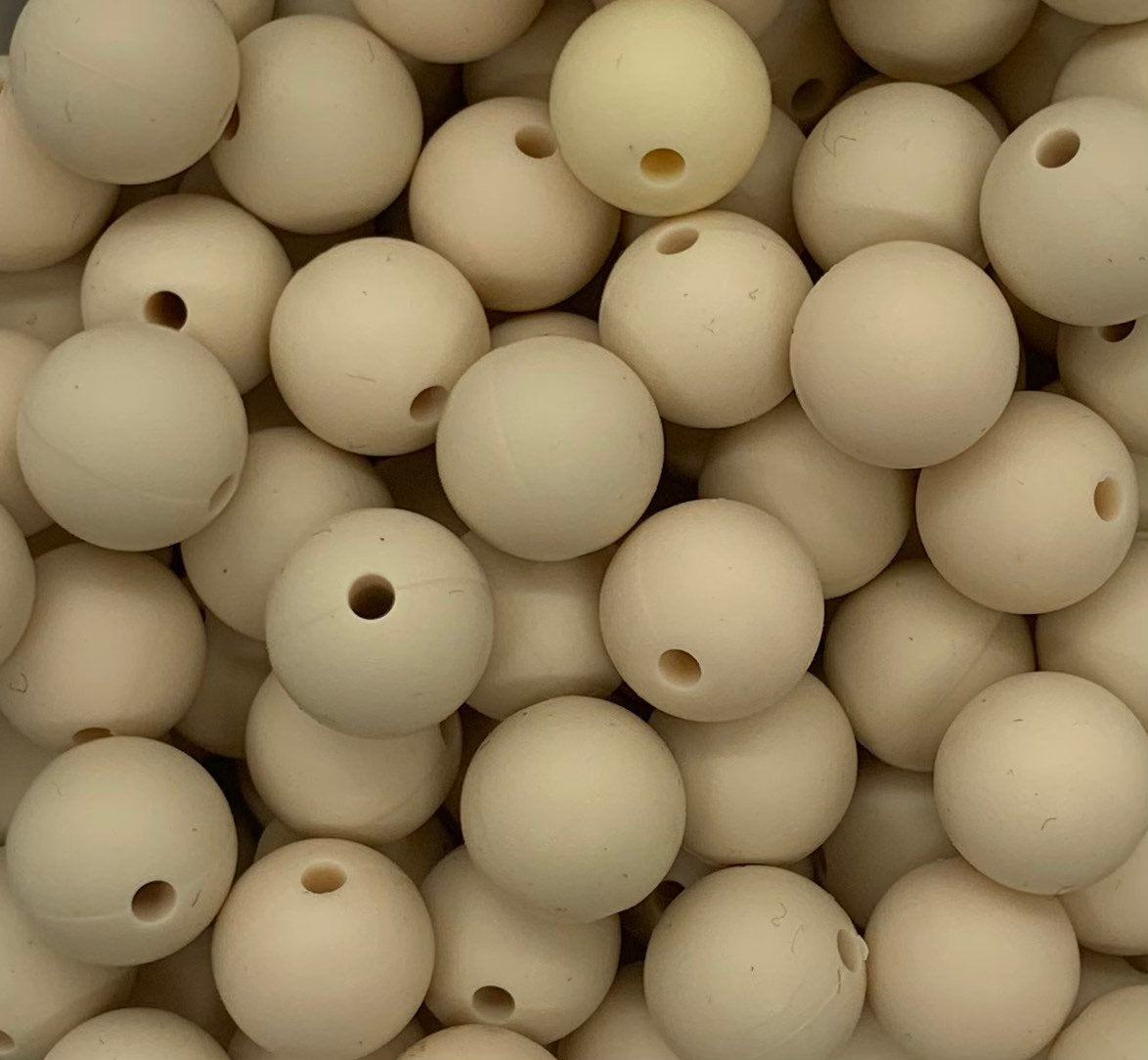 12mm Round Solid Cream Silicone Beads