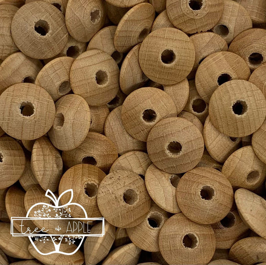 12mm Lentil Natural BEECH Wood Beads