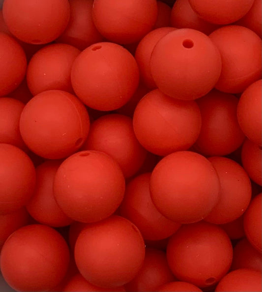 15mm Solid Rose Red Round Silicone Beads