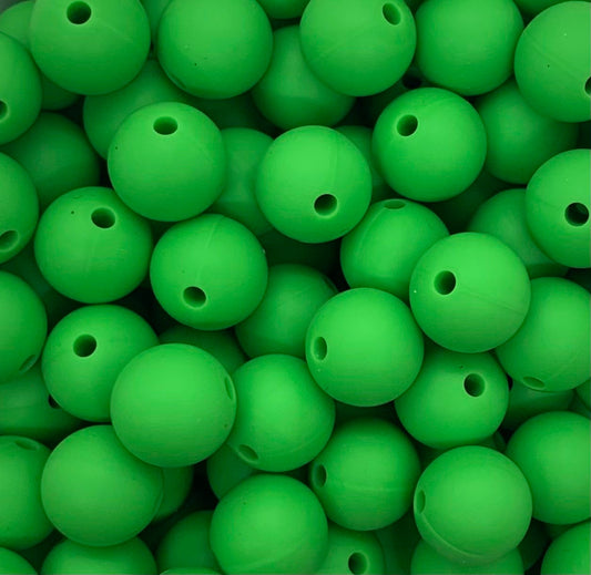 12mm Round Green Silicone Bead
