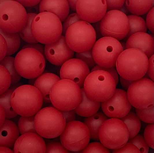 12mm Round Red Silicone Bead