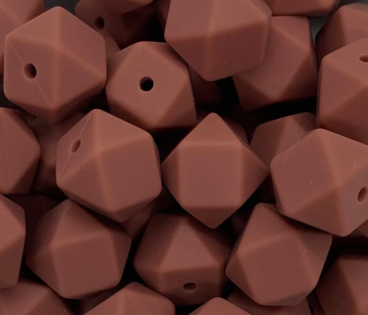 14mm Hexagon Terracotta Silicone Beads