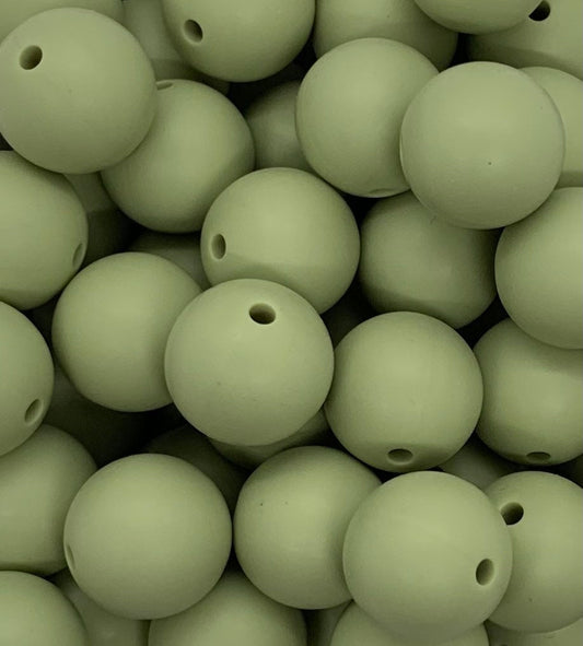 12mm Round Solid Pistachio Silicone Beads