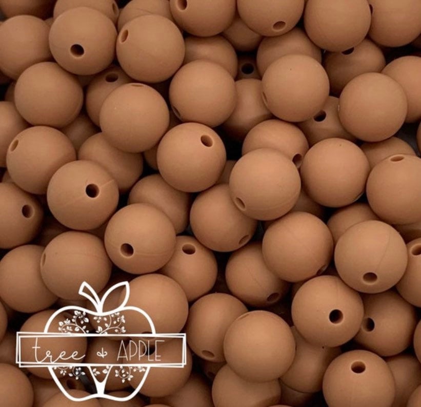 12mm Round Caramel Silicone Beads