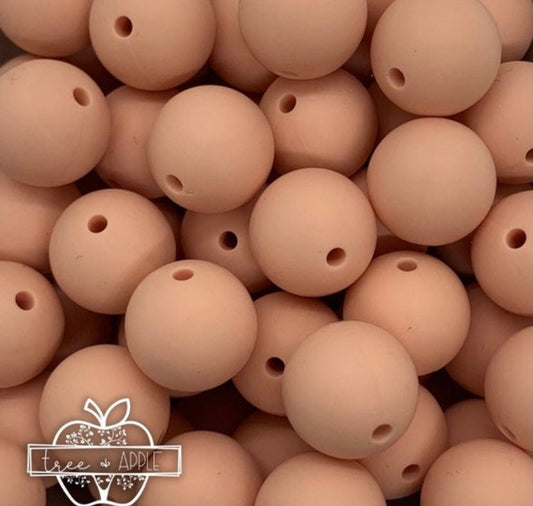 12mm Round Solid Peach Silicone Bead