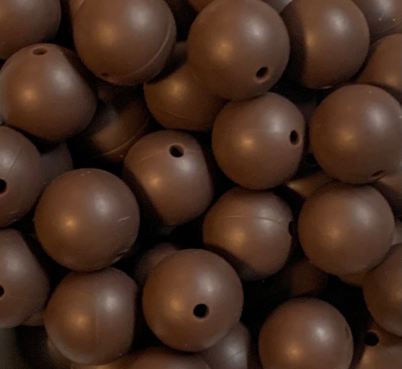 12mm Round Solid Chocolate Silicone Beads