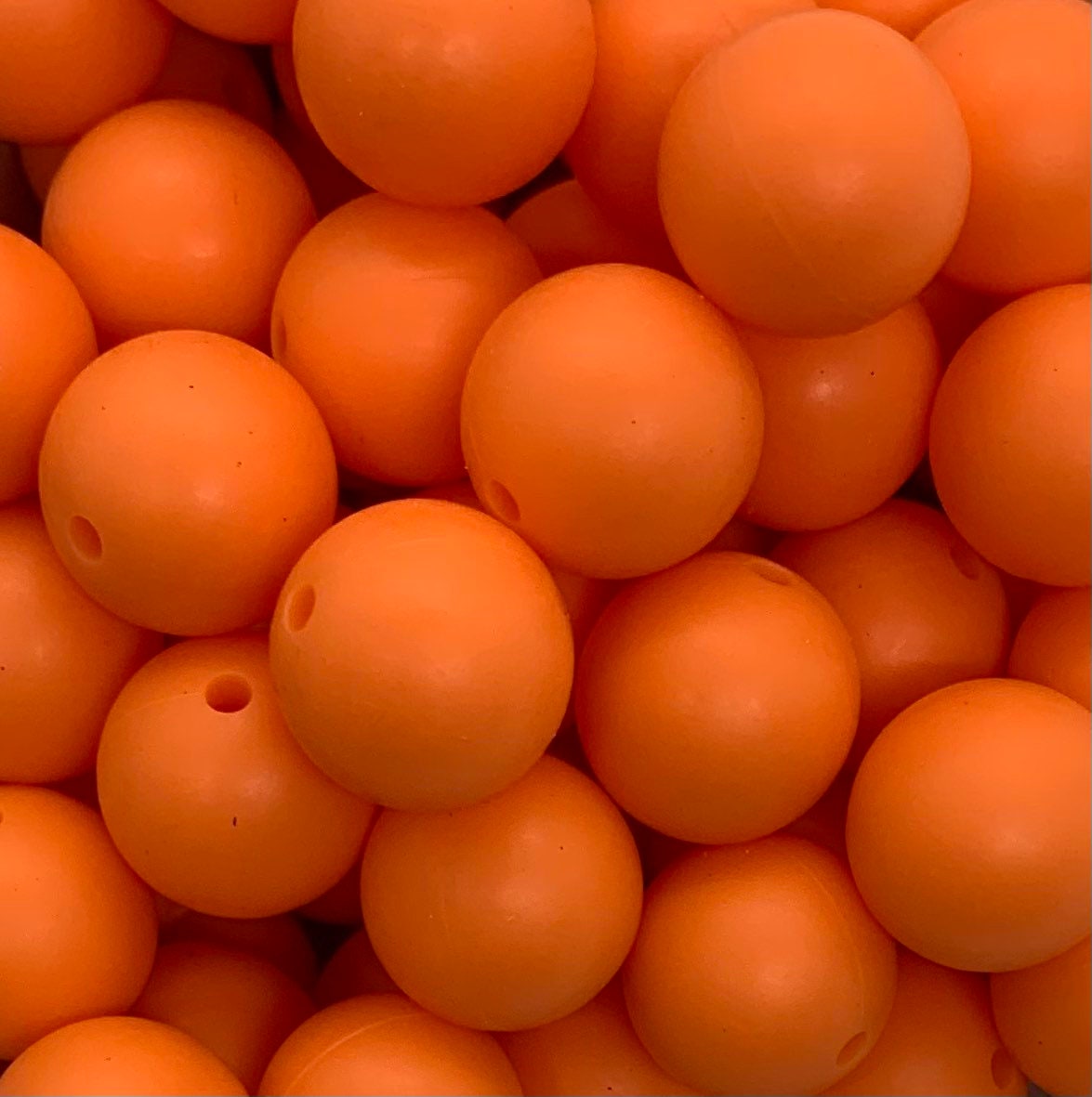 15mm Solid Tangerine Orange Round Silicone Beads