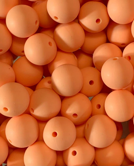 15mm Solid Coral Round Silicone Beads