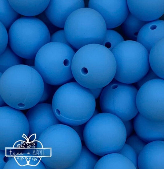 15mm Solid Azure Round Silicone Beads