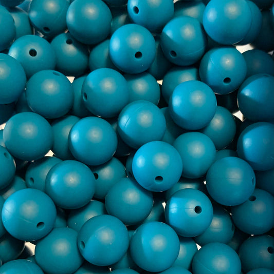 15mm Solid Caribbean Blue Round Silicone Beads, Beads Wholesale