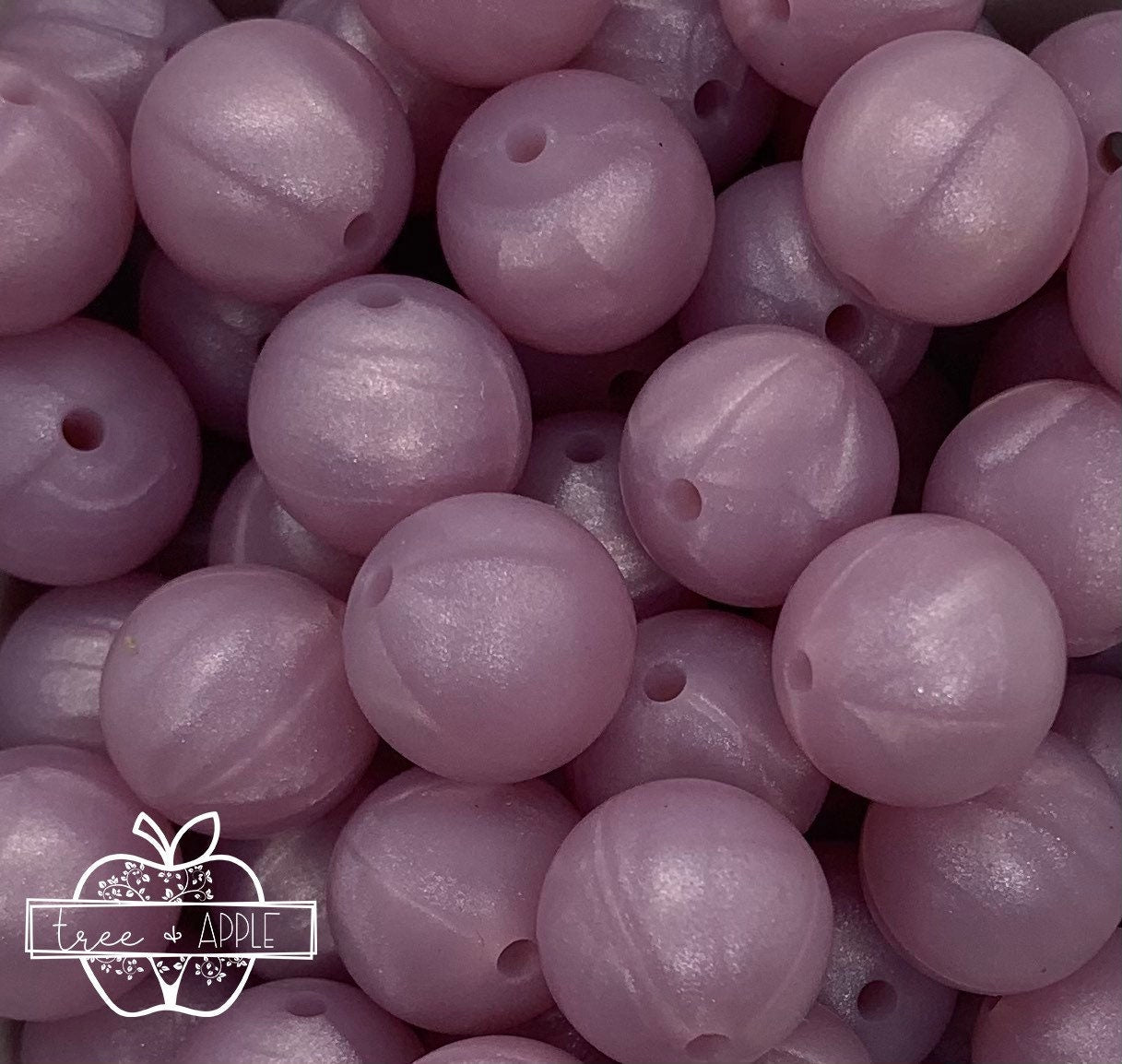 15mm Solid Pearl Lavender Round Silicone Beads