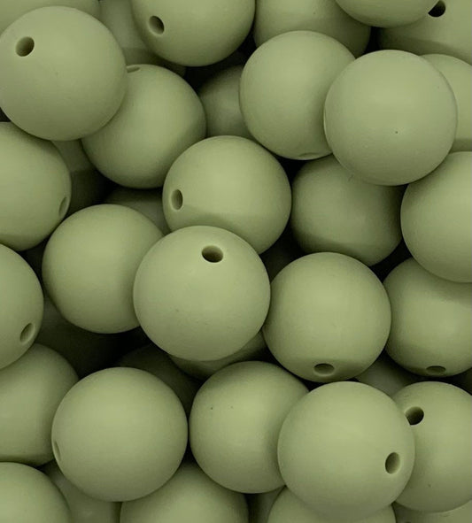 15mm Solid Pistachio Green Round Silicone Beads, Beads Wholesale
