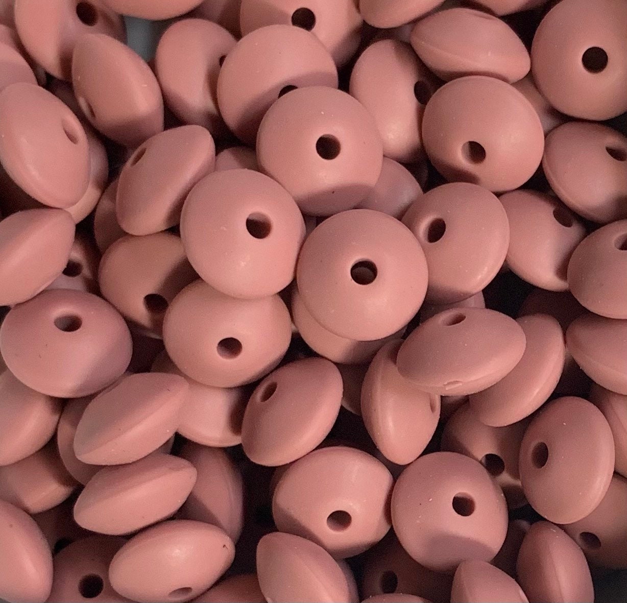 12mm Lentil Mauve Silicone Beads