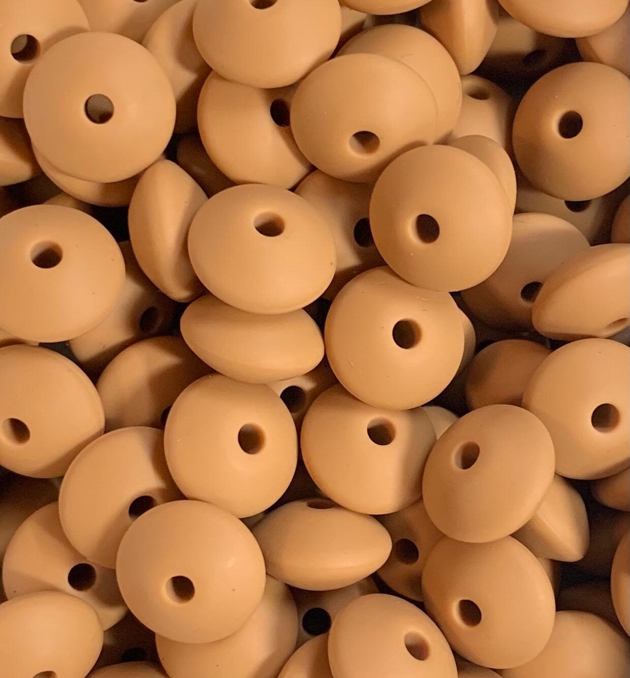 12mm Lentil Solid Iced Coffee Silicone Beads