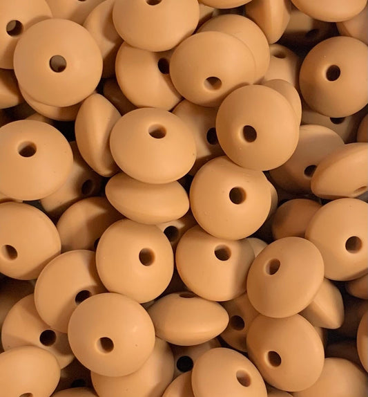 12mm Lentil Solid Iced Coffee Silicone Beads