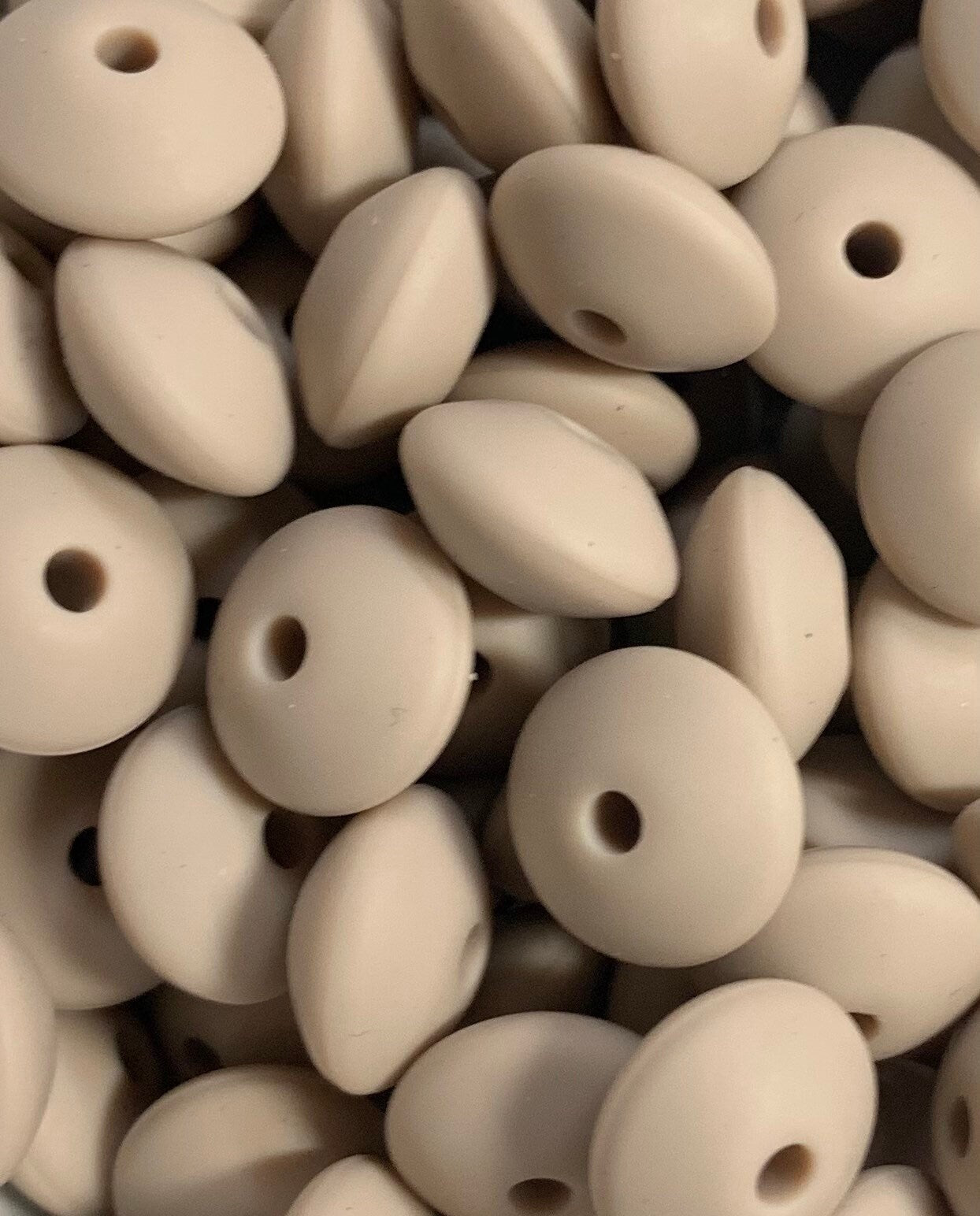 12mm Lentil Solid Bone Silicone Beads