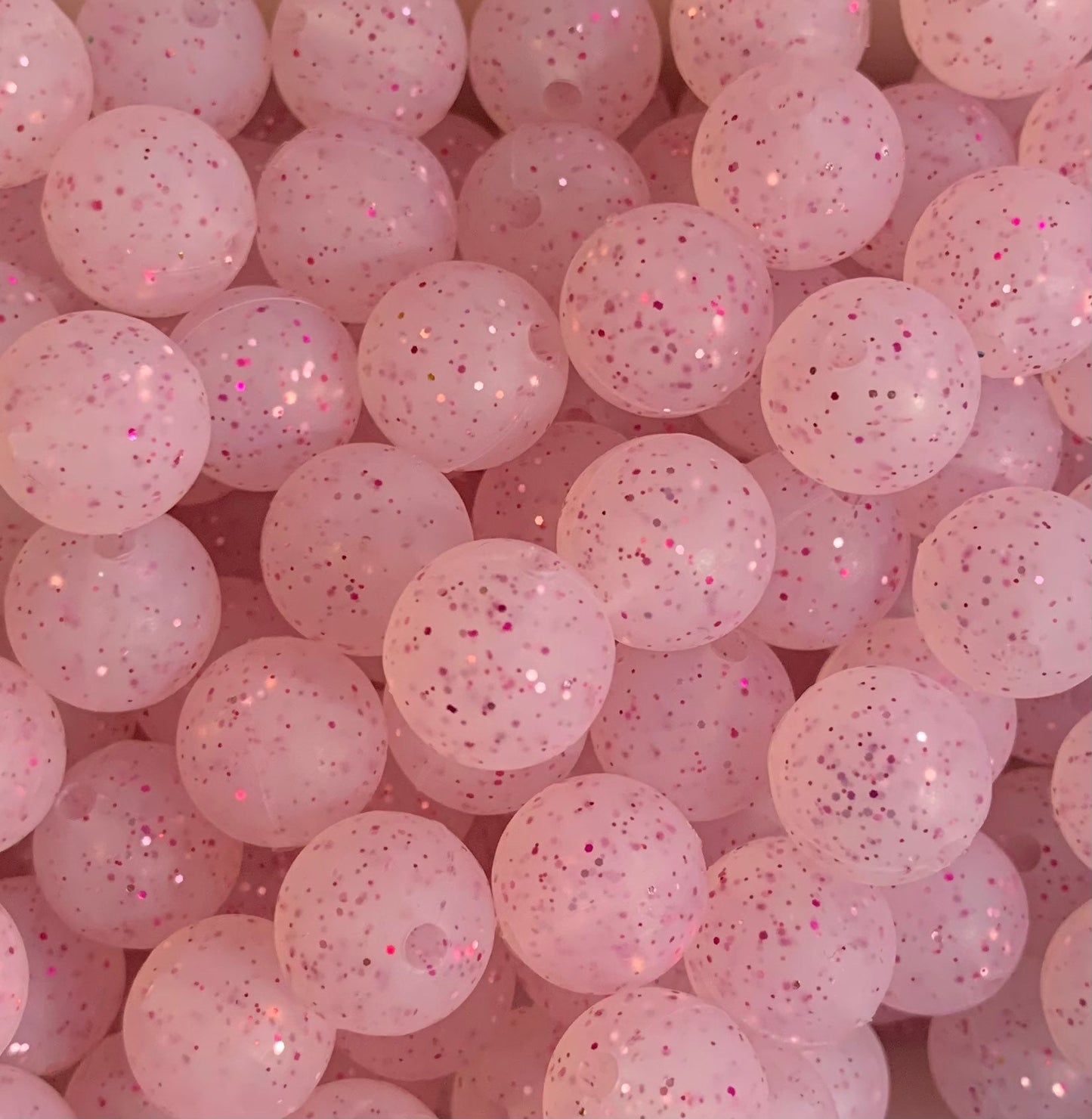 12mm Round GLITTER Lavender Silicone Beads