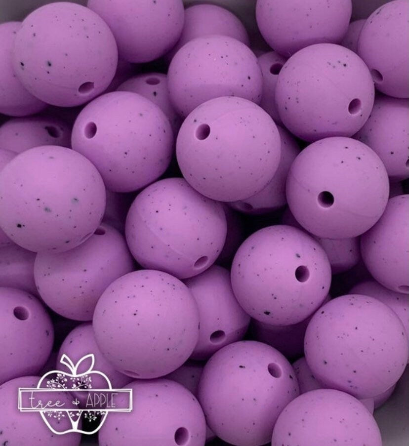 12mm Round Purple Speckled Silicone Beads