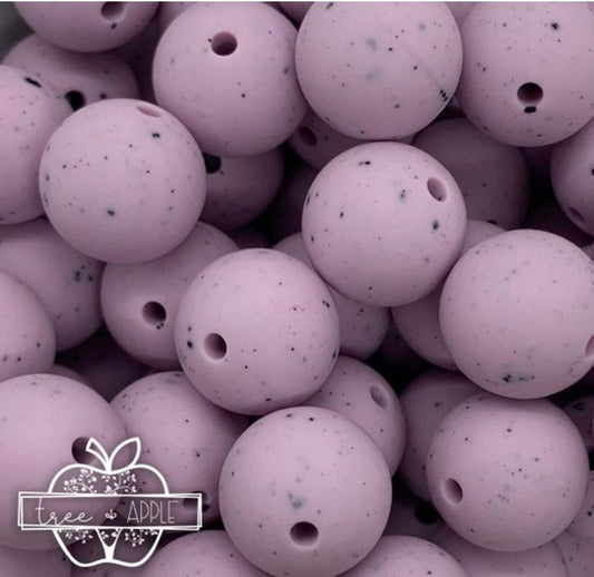 12mm Round Speckled Lavender Silicone Beads