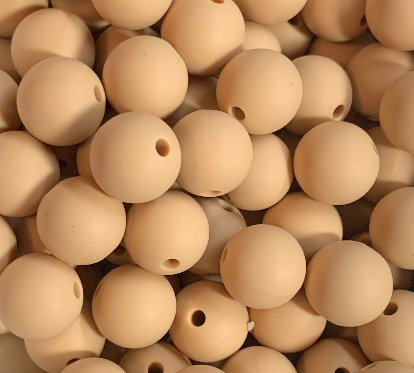 12mm Round Solid Oatmeal Silicone Bead