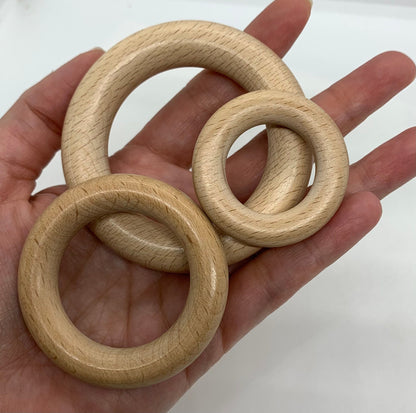 Natural BEECH Wood Round Rings,  Wood Rings, Beech Wood Ring , Unfinished Beech Wood Ring