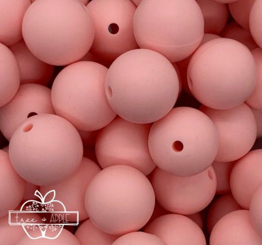 15mm Solid Soft Pink Round Silicone Beads
