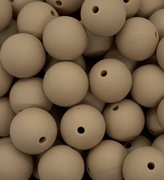 15mm Solid Beige Silicone Beads