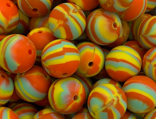 15mm Solid Kepler Swirl Round Silicone Beads