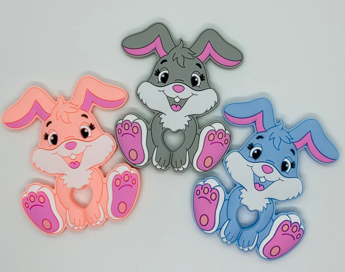 Teether Rabbit Silicone Teether, Bunny Silicone Teether,  Animal Teether Pendant, Teething, Easter Bunny Teether