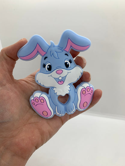 Teether Rabbit Silicone Teether, Bunny Silicone Teether,  Animal Teether Pendant, Teething, Easter Bunny Teether