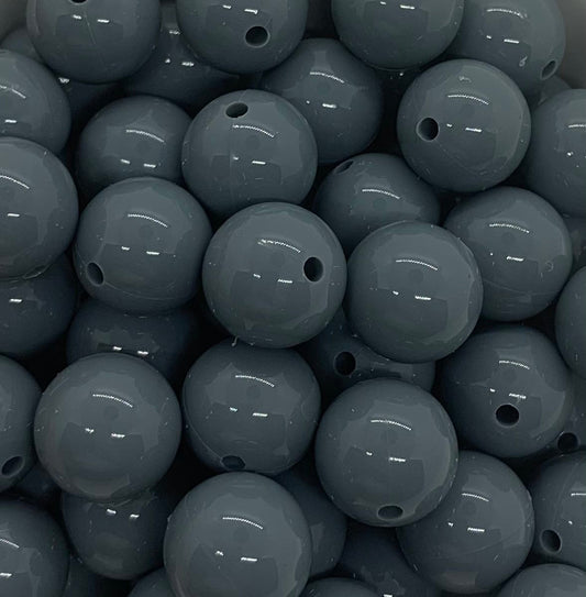 15mm Liquid Dark Grey Round Silicone Beads