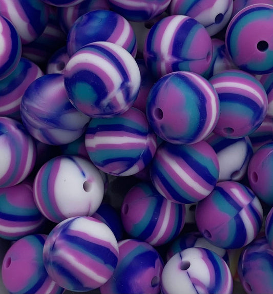 15mm Swirl Berry Round Silicone Beads