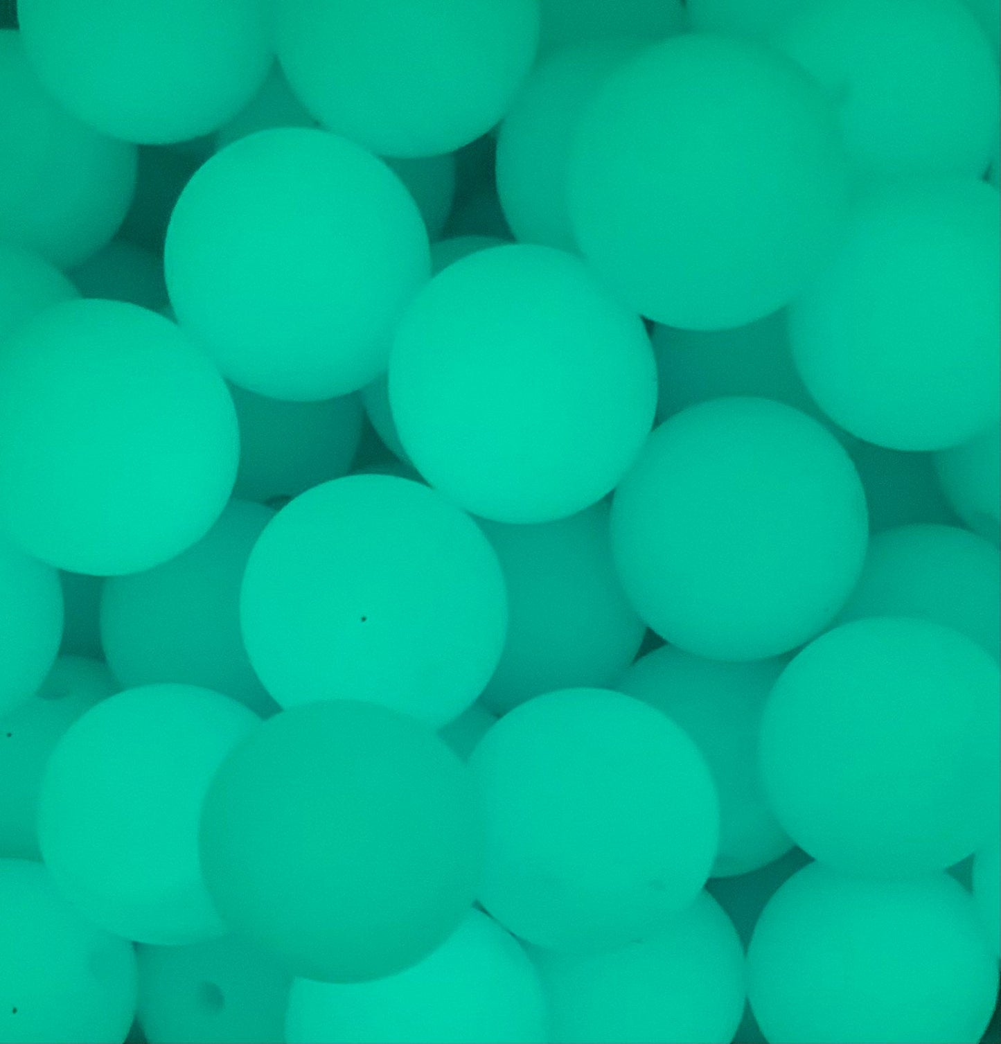 15mm GLOW Teal Round Silicone Beads