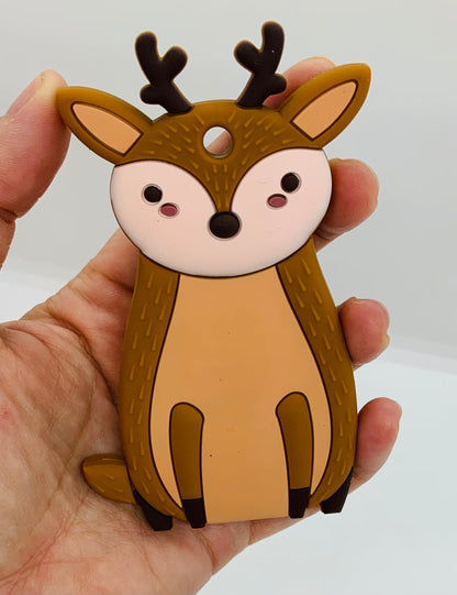 Teether Deer Silicone Teether, Woodland Animal Silicone Teether,  Animal Teether Pendant, Teething