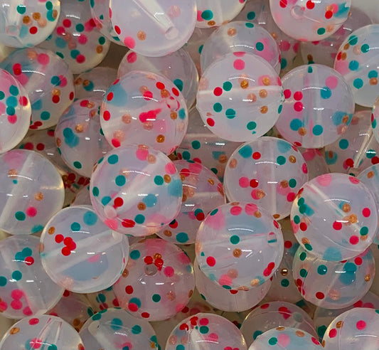 15mm Confetti Custom Christmas Round Silicone Beads