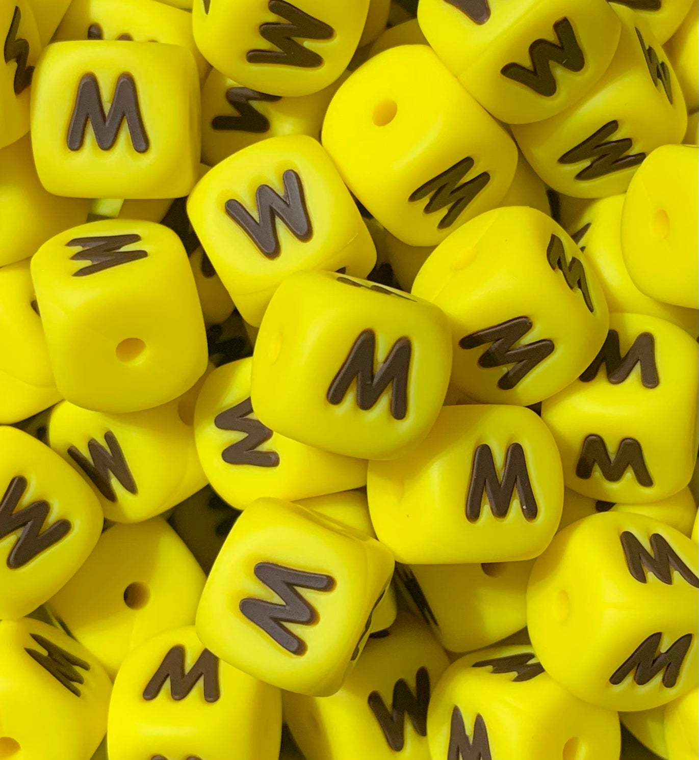 Custom Sunshine Letter M or W 12mm Silicone Bead