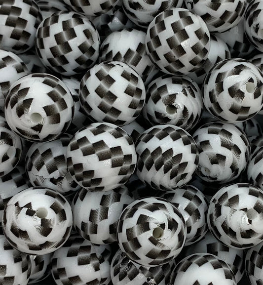 15mm Print Black Snake EXCLUSIVE Round Silicone Beads