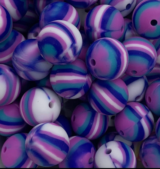 12mm Round Swirl Berry Silicone Beads