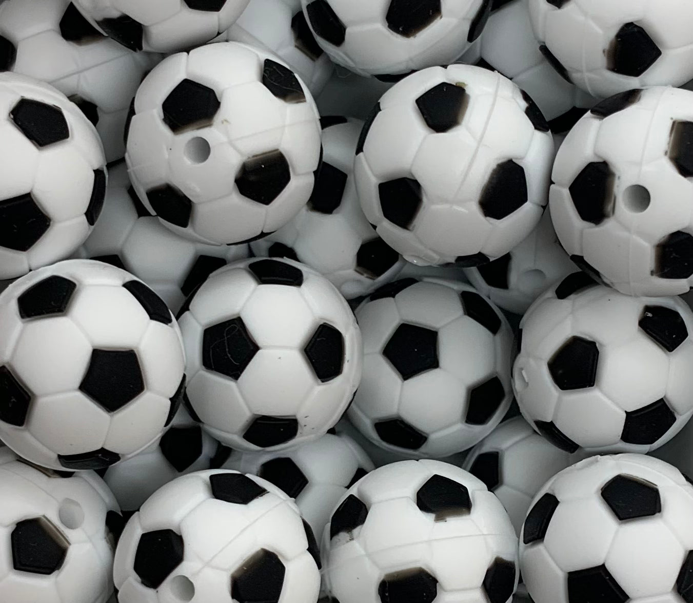 Soccer Ball Focal Silicone Bead, Sports Focal Silicone Bead