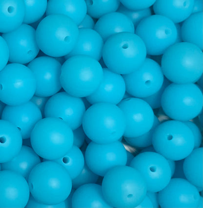 15mm GLOW Neon Blue Silicone Beads