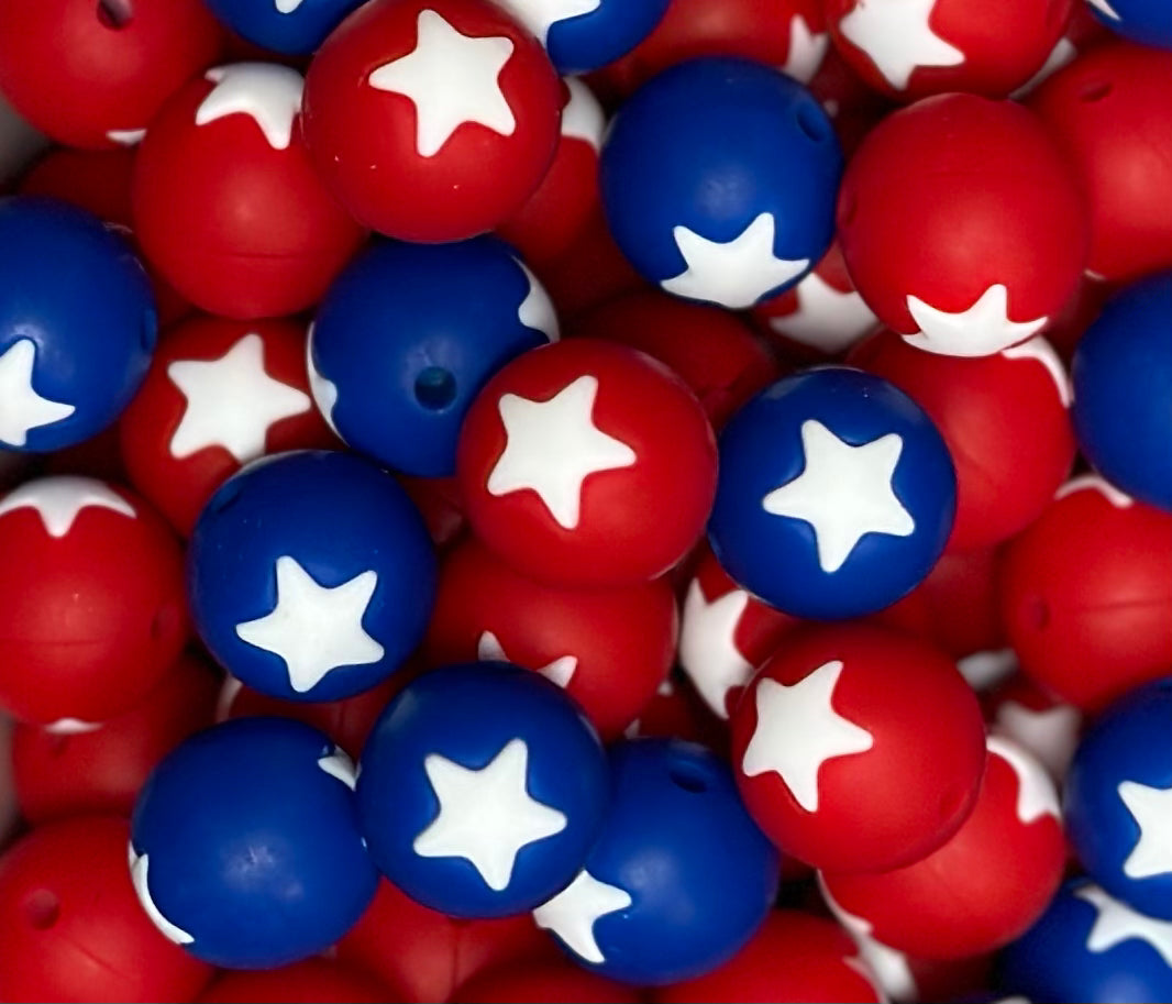 15mm Star Round Silicone Beads, Star Silicone Beads