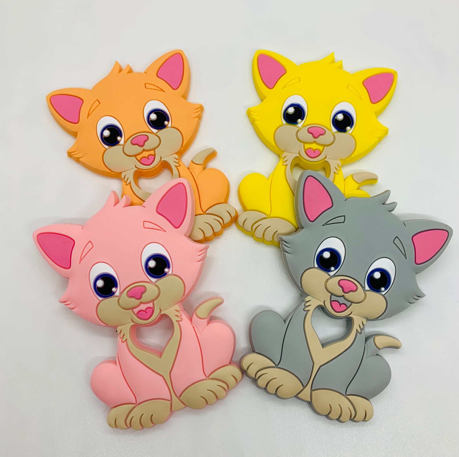 Cute Cat Silicone Teether Kitten Silicone Teether Animal Teether Pendant Teething