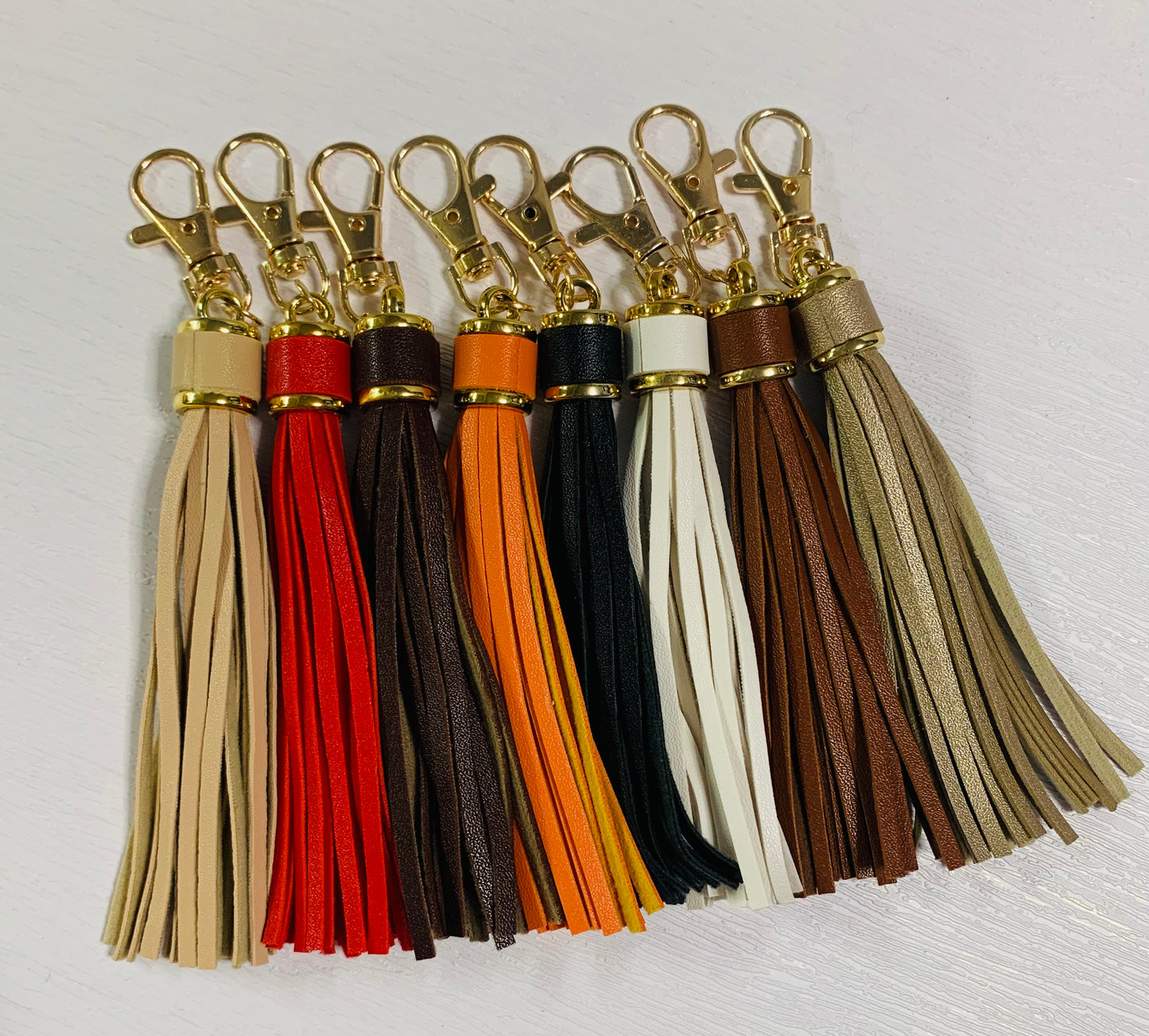 * Gold 4in Keychain Leather Tassel