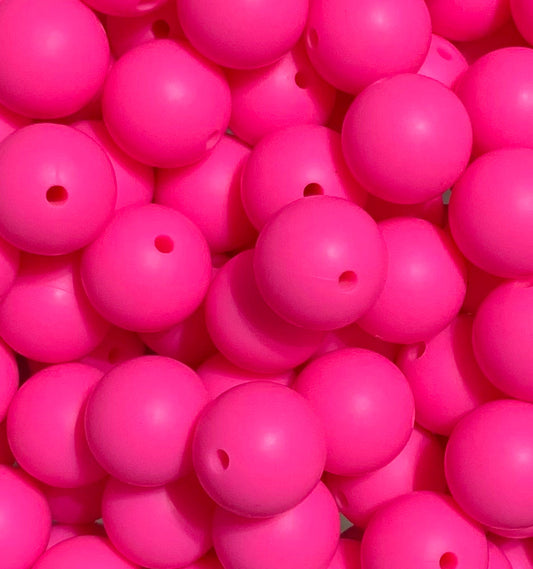 12mm Round Solid Eraser Pink Silicone Beads