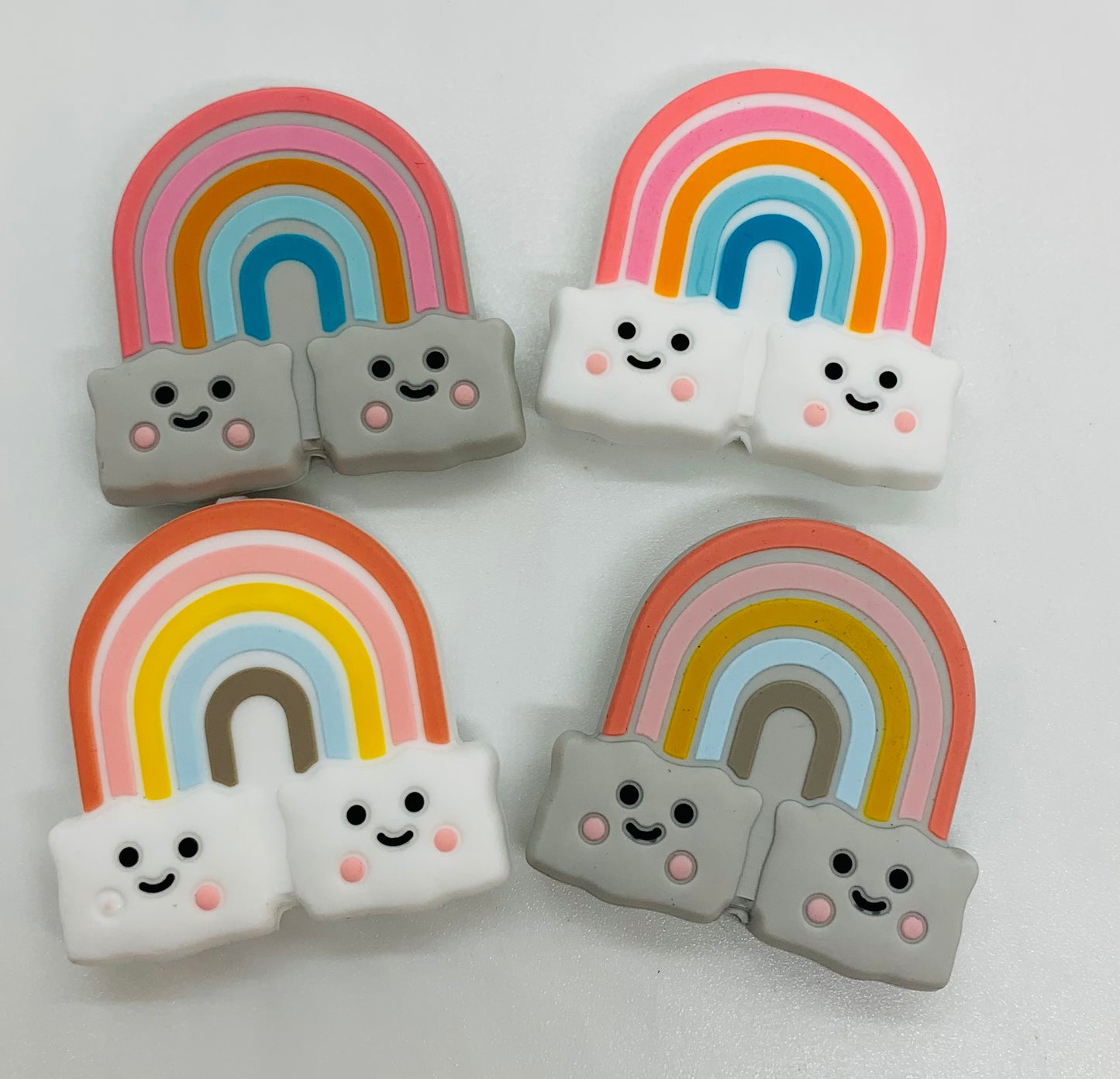 Happy  Rainbow Silicone Focal Bead, Rainbow Shape Silicone Bead, Rainbow Silicone Bead