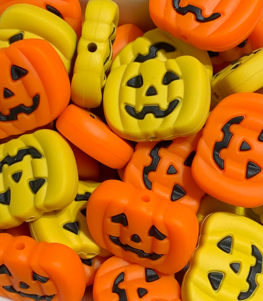 Jack-O-Lantern Pumpkin Silicone Focal Bead, Halloween Silicone Bead